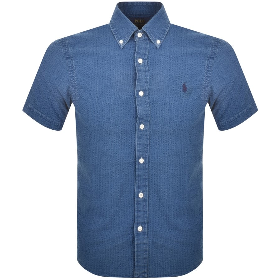 Ralph Lauren Seersucker Short Sleeve Shirt Blue | Mainline Menswear ...