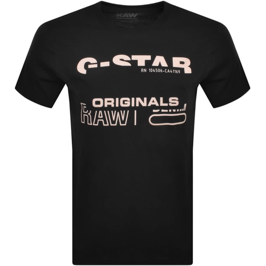 Alternative Image for ProductG Star Raw Logo T Shirt Black1