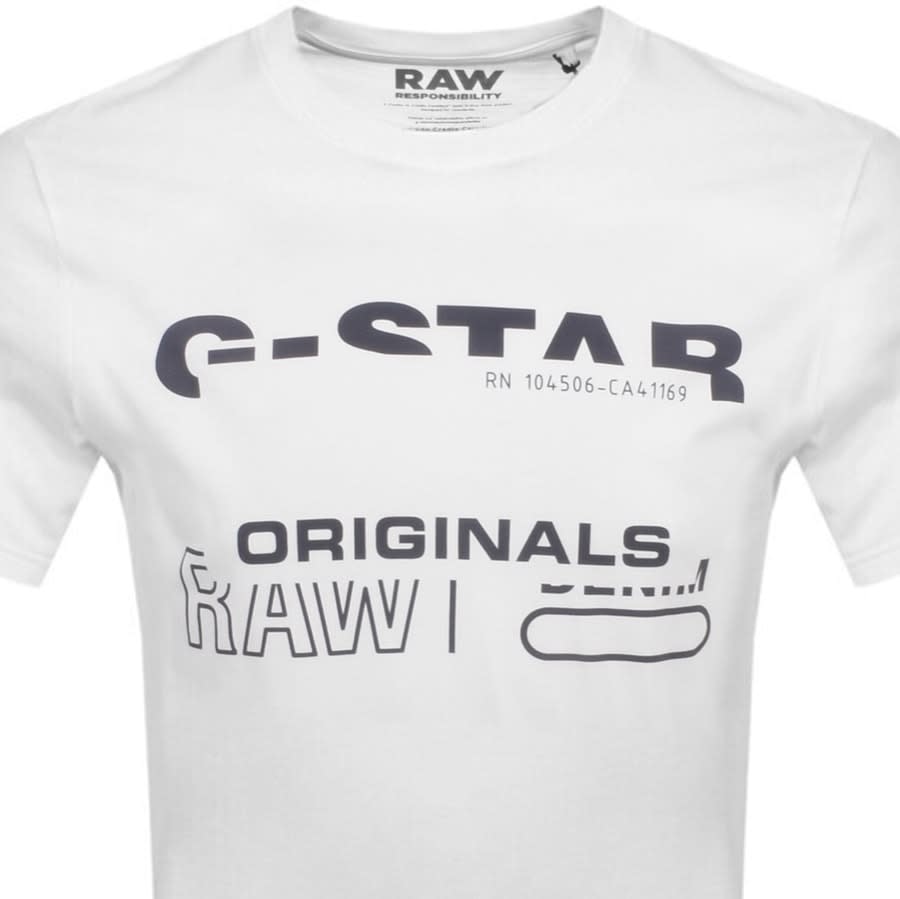 Alternative Image for ProductG Star Raw Logo T Shirt White2