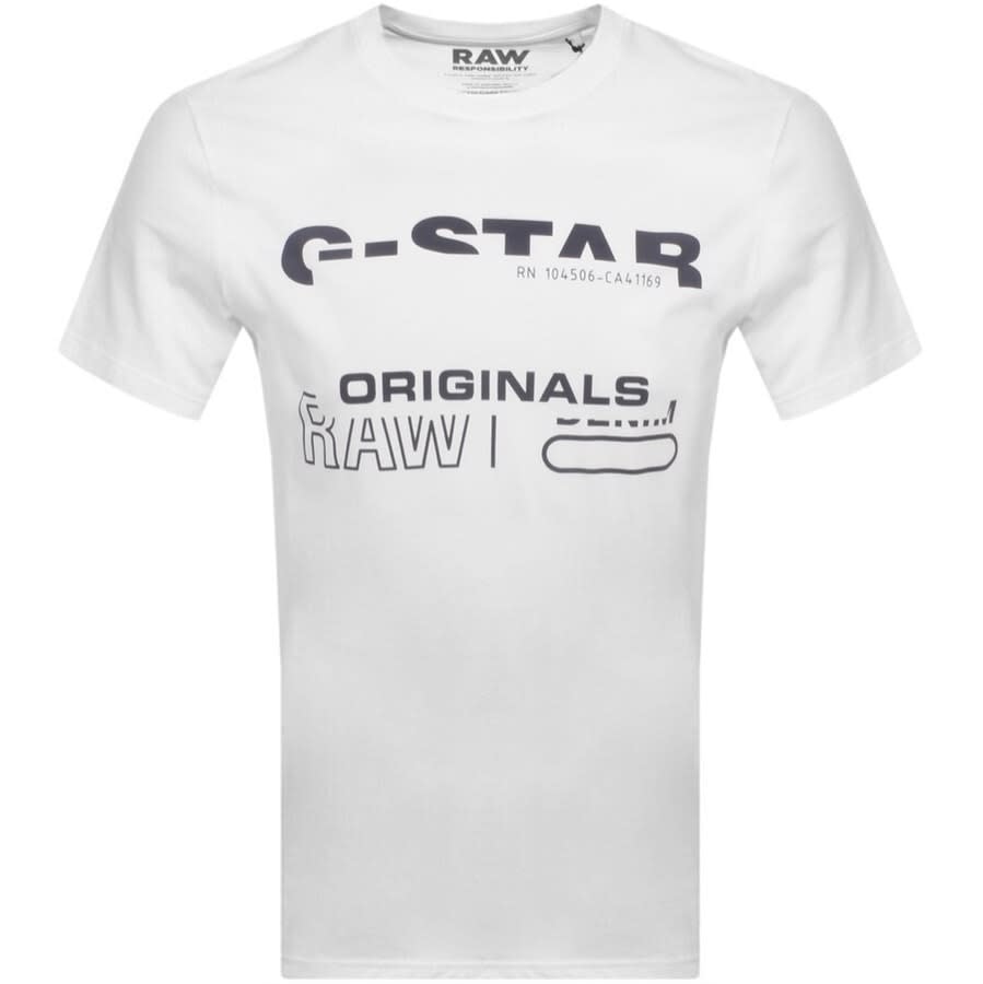 Alternative Image for ProductG Star Raw Logo T Shirt White1