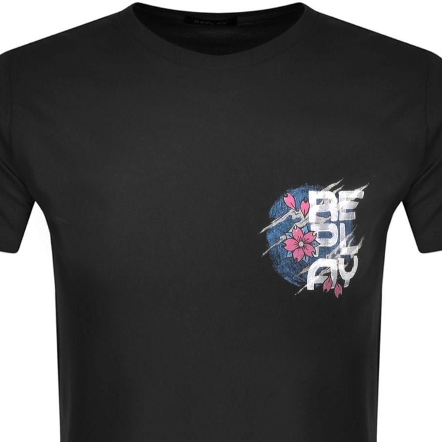 Alternative Image for ProductReplay Logo Crew Neck T Shirt Black2