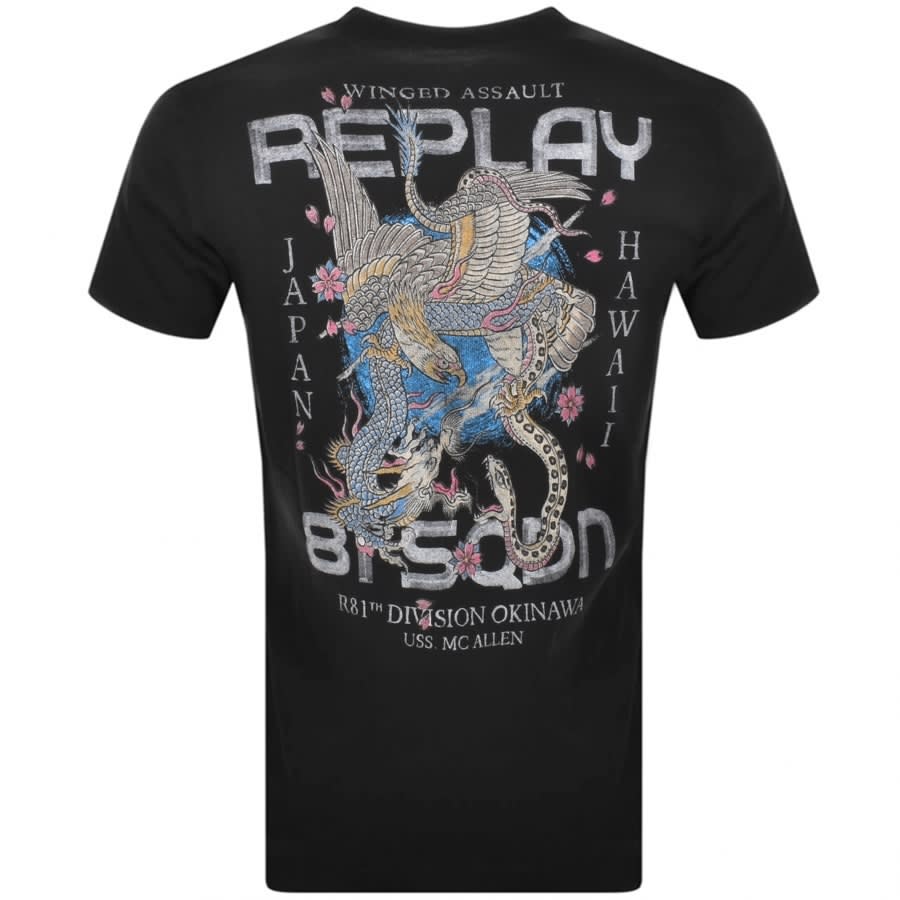 Alternative Image for ProductReplay Logo Crew Neck T Shirt Black3