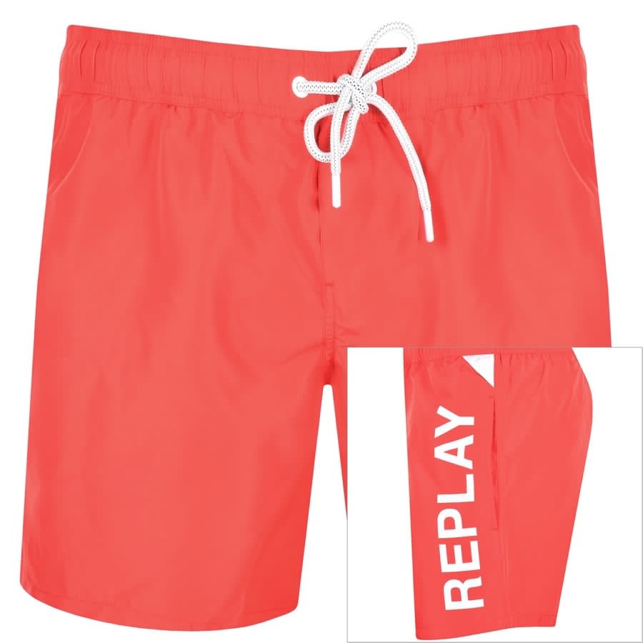 Replay Logo Swim Shorts Red | Mainline 