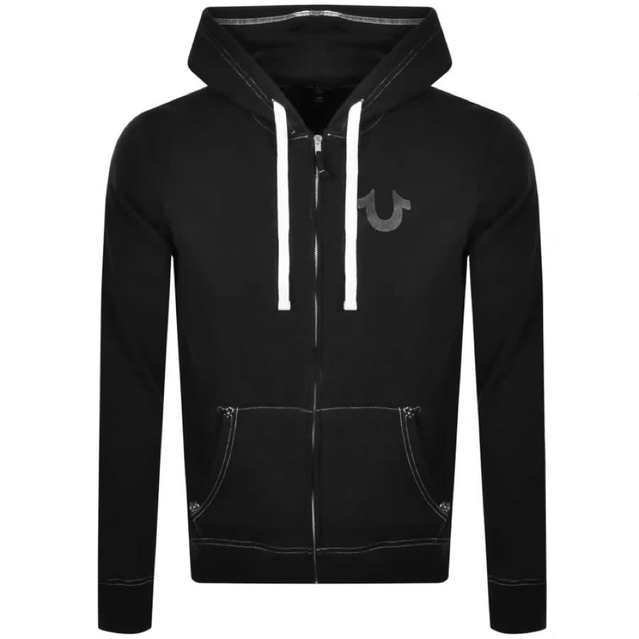 True Religion Logo Full Zip Hoodie Black Mainline Menswear