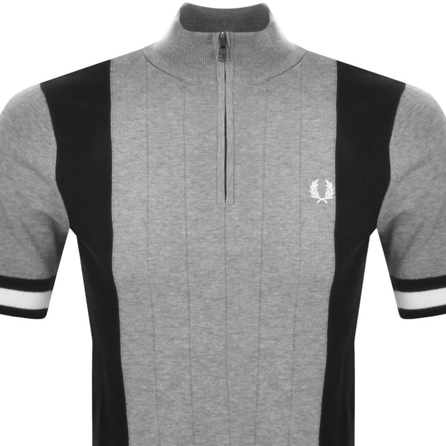 Alternative Image for ProductFred Perry Knit Funnel Neck T Shirt Grey2