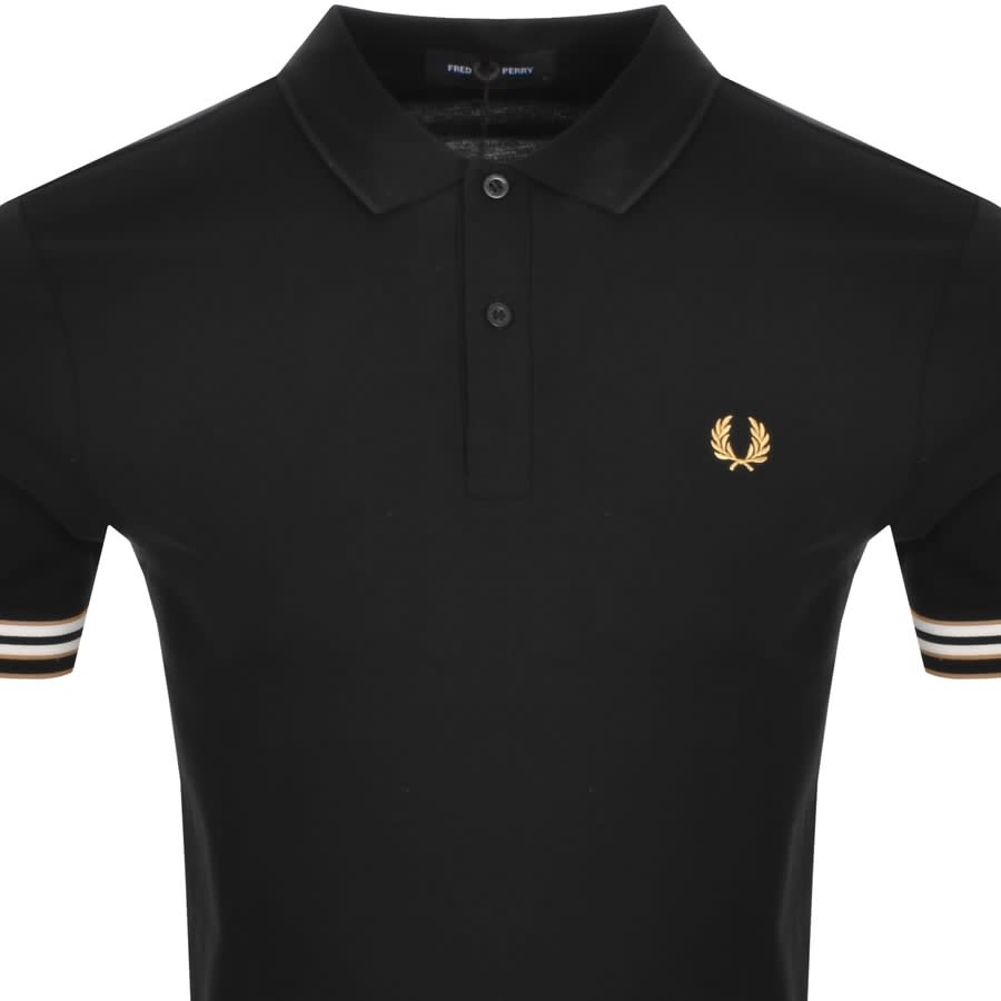 Alternative Image for ProductFred Perry Striped Cuff Polo T Shirt Black2