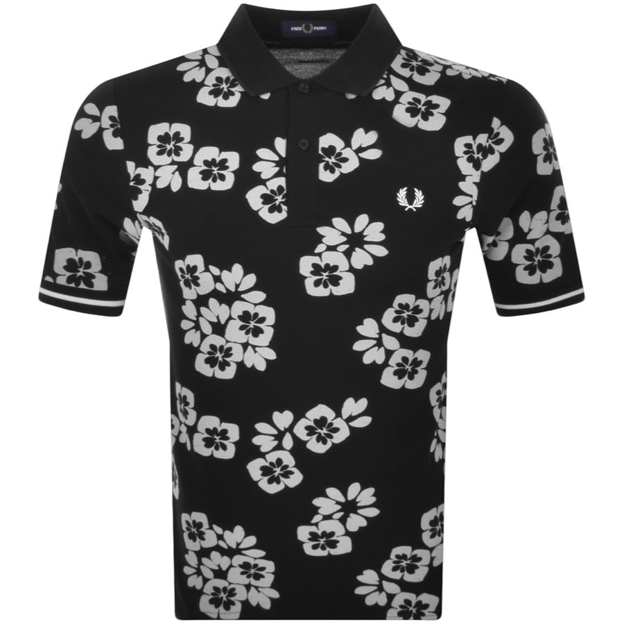 Fred Perry Floral Polo T Shirt Black 