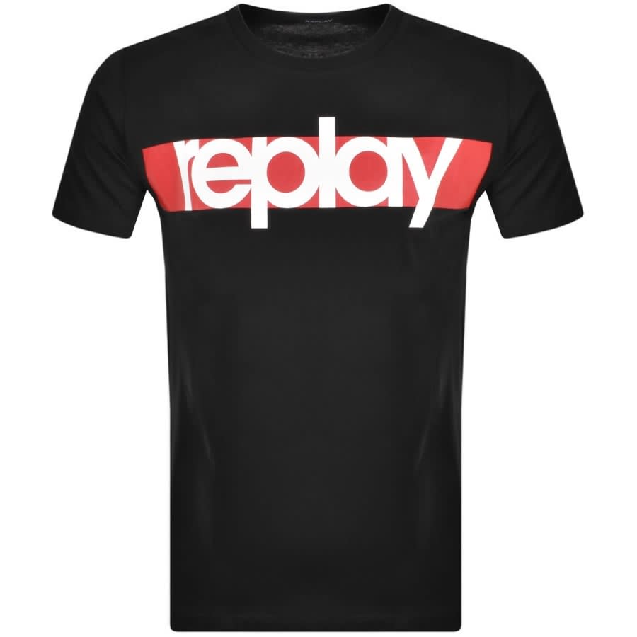 Alternative Image for ProductReplay Logo Crew Neck T Shirt Black1