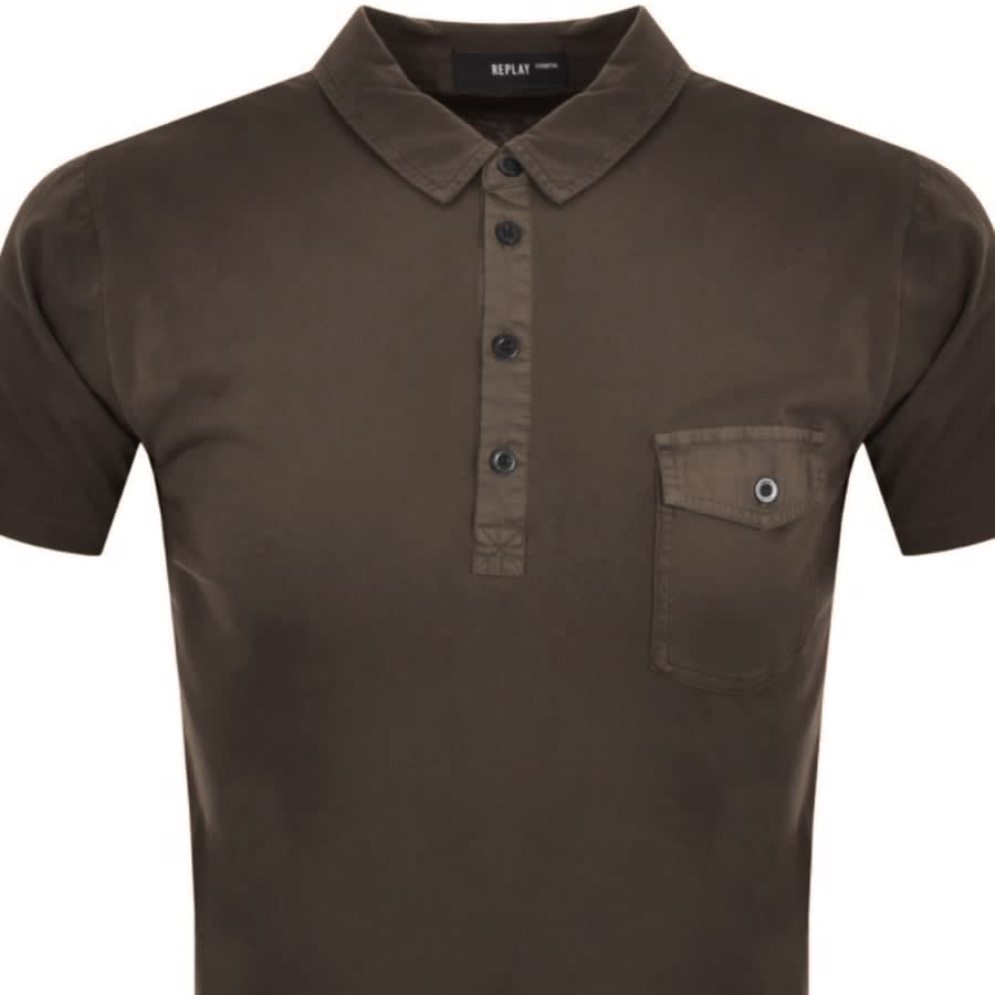 Alternative Image for ProductReplay Short Sleeved Logo Polo T Shirt Khaki2
