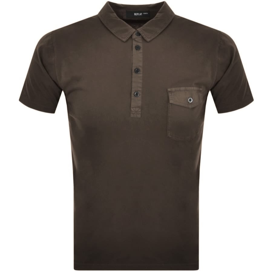 Alternative Image for ProductReplay Short Sleeved Logo Polo T Shirt Khaki1