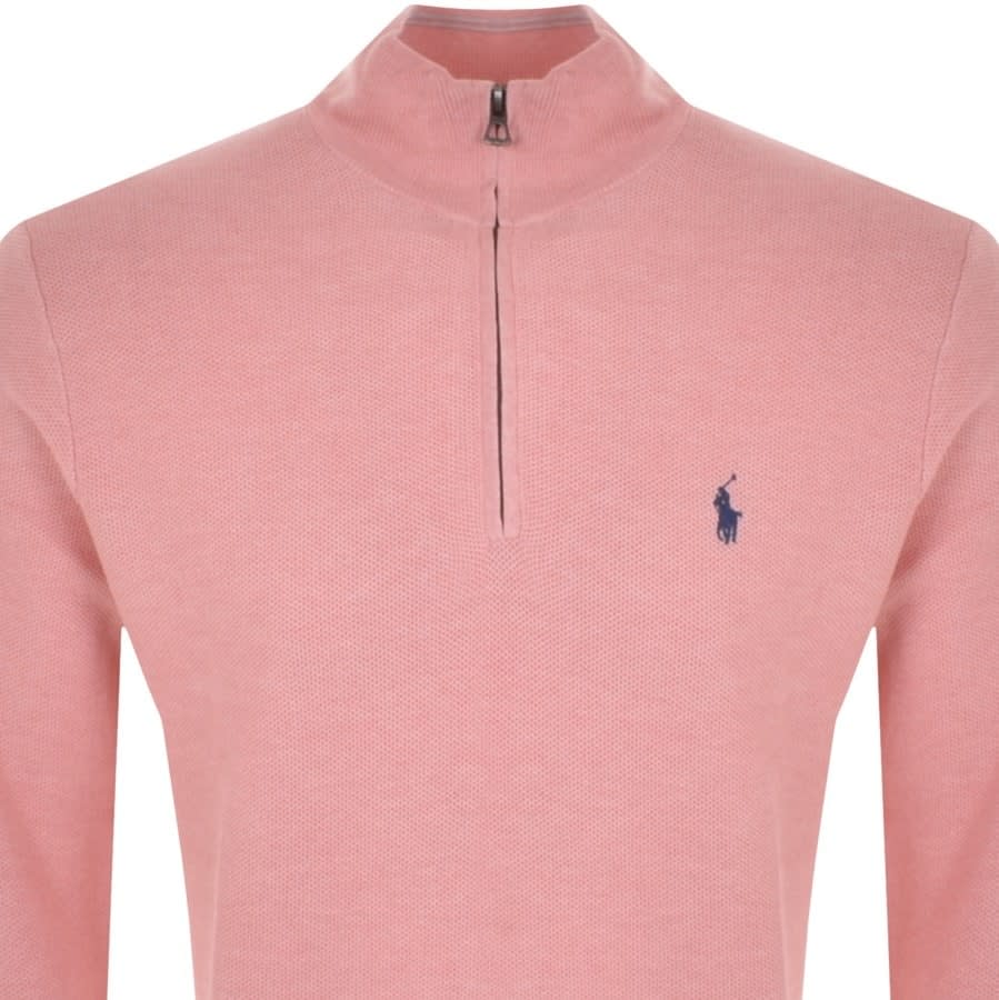 Alternative Image for ProductRalph Lauren Half Zip Waffle Knit Jumper Pink2
