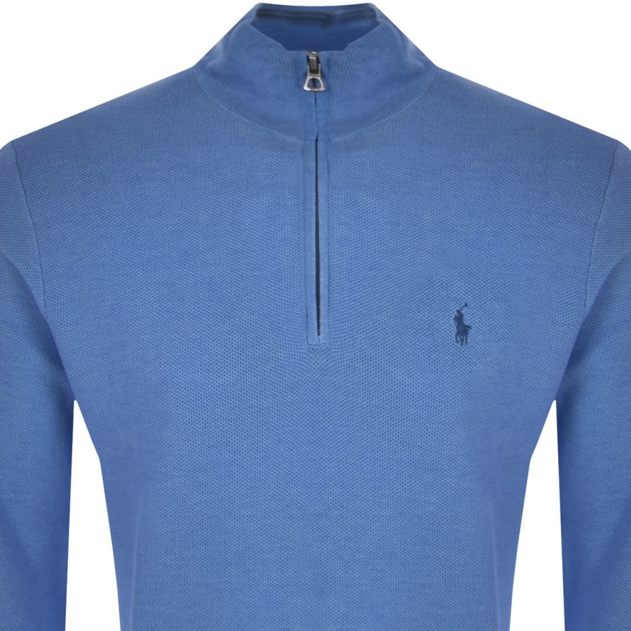 Alternative Image for ProductRalph Lauren Half Zip Waffle Knit Jumper Blue2