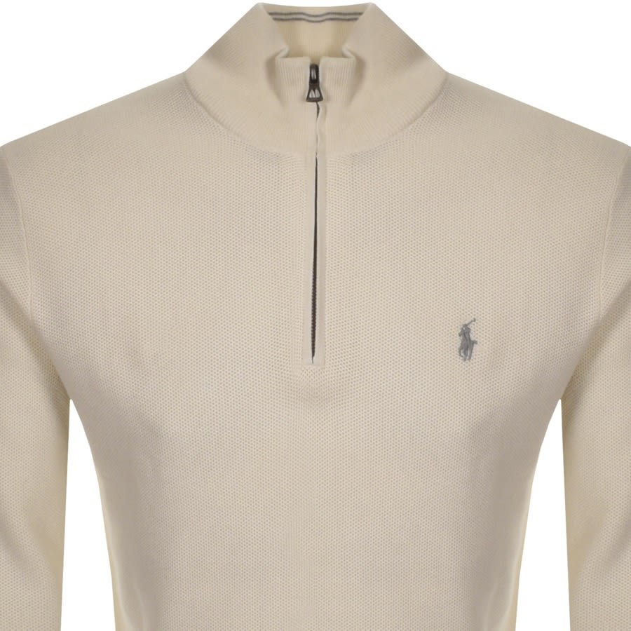 Alternative Image for ProductRalph Lauren Half Zip Waffle Knit Jumper Cream2