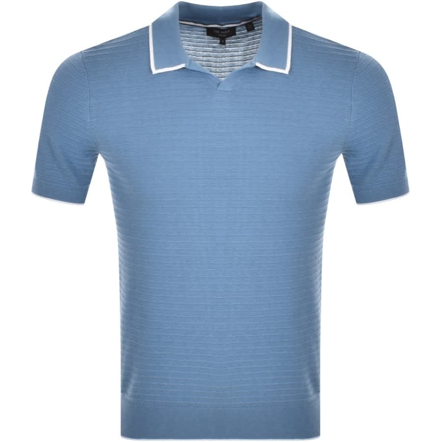 Ted Baker Durdle Knitted Polo T Shirt Blue | Mainline Menswear