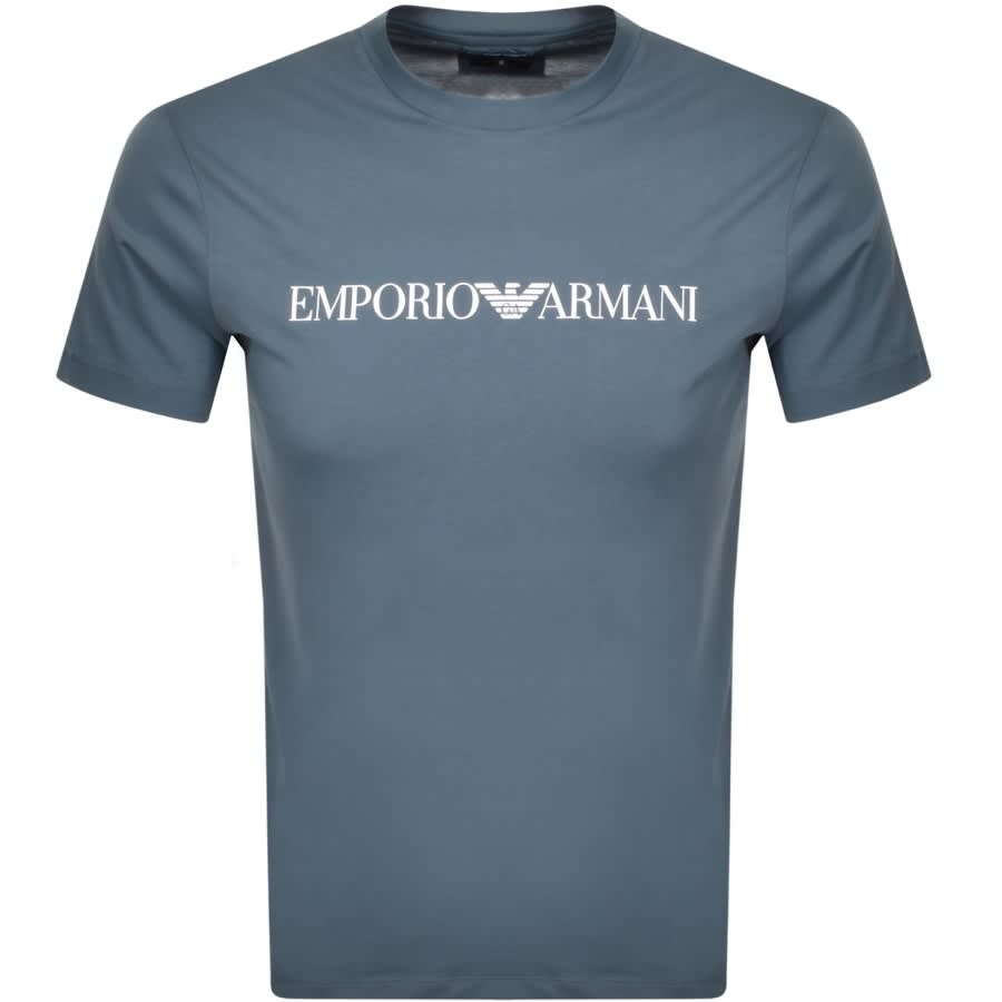 Emporio Armani Crew Neck Logo T Shirt Blue | Mainline Menswear Canada