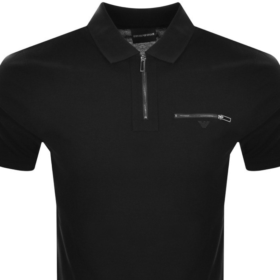 Alternative Image for ProductEmporio Armani Half Zip Polo T Shirt Black2