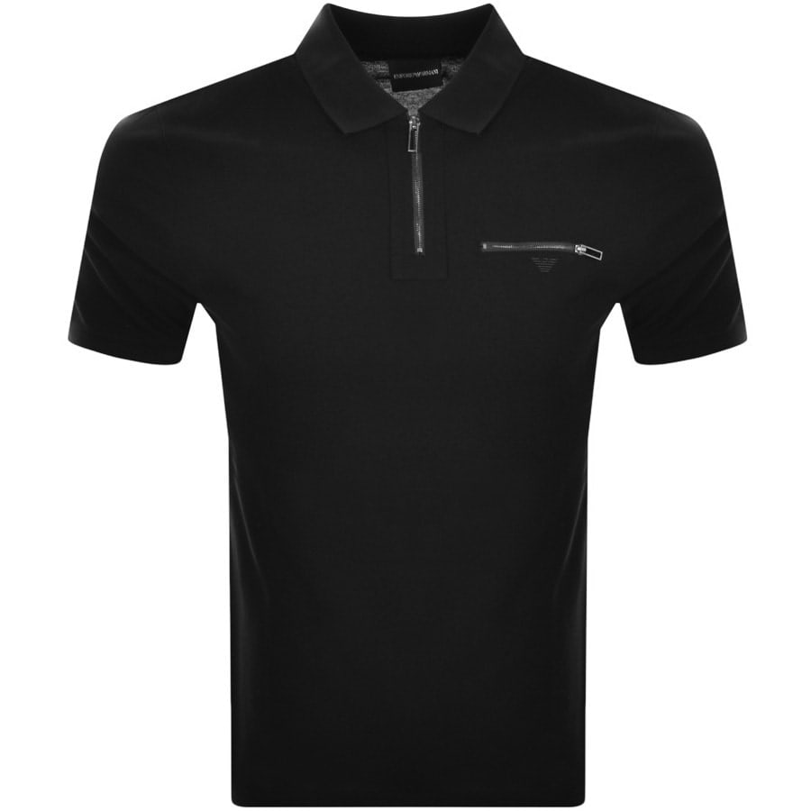 Alternative Image for ProductEmporio Armani Half Zip Polo T Shirt Black1