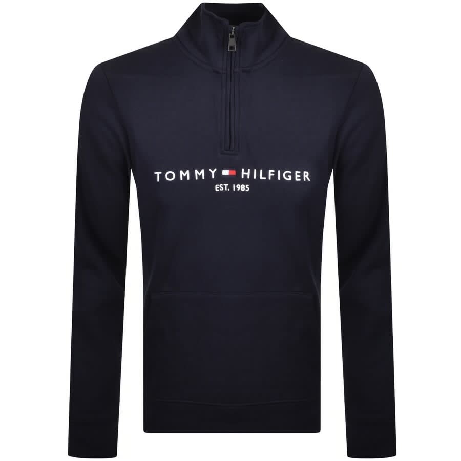 Tommy Hilfiger Half Zip Sweatshirt Navy Mainline Menswear United States