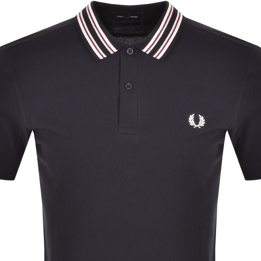 Alternative Image for ProductFred Perry Striped Collar Polo T Shirt Navy2