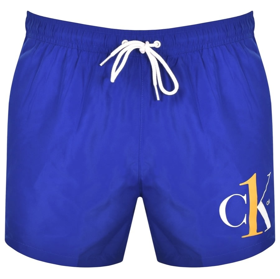 Calvin Klein Logo Swim Shorts Blue 