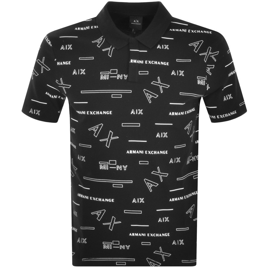 Alternative Image for ProductArmani Exchange Logo Polo T Shirt Black1