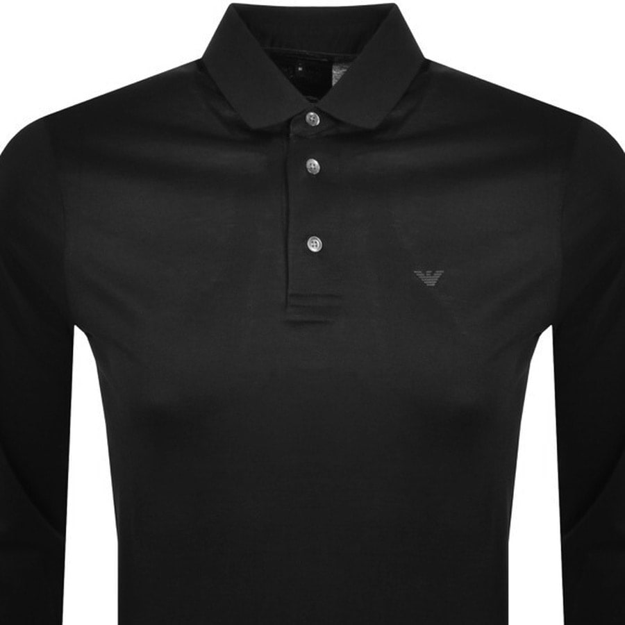 Alternative Image for ProductEmporio Armani Long Sleeved Polo T Shirt Black2