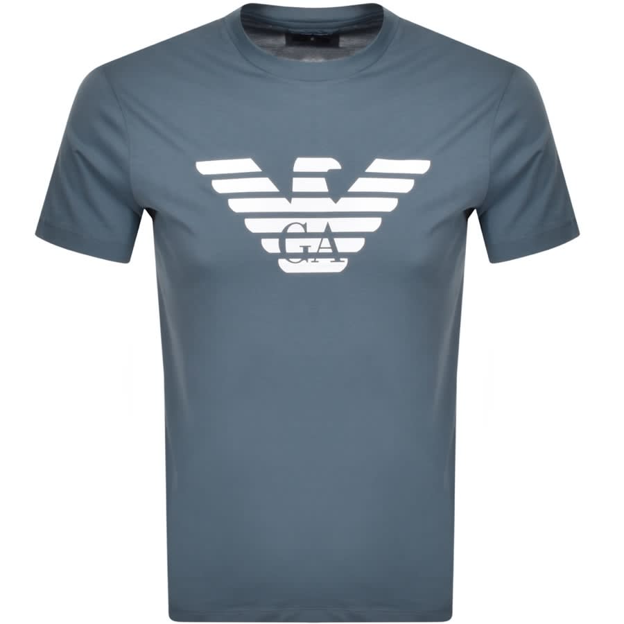 Emporio Armani Crew Neck Logo T Shirt Blue | Mainline Menswear