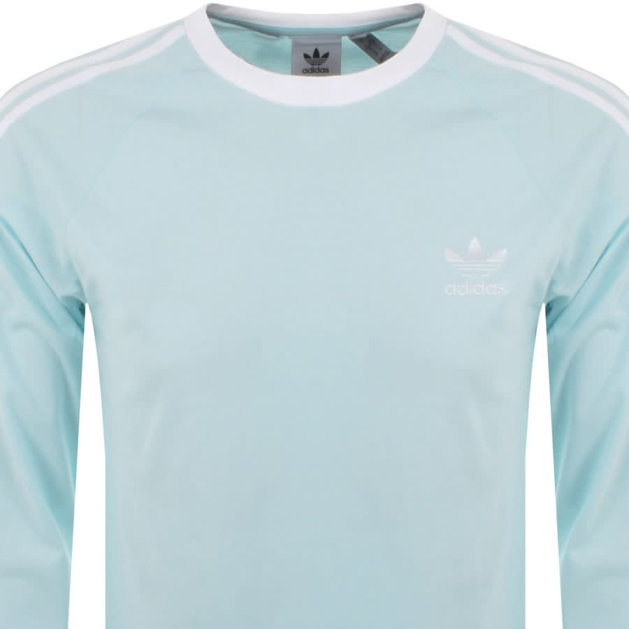 Alternative Image for Productadidas Originals Long Sleeved 3 Stripe T Shirt Blu2