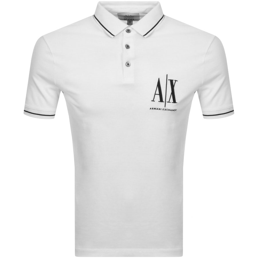 Alternative Image for ProductArmani Exchange Tipped Logo Polo T Shirt White1