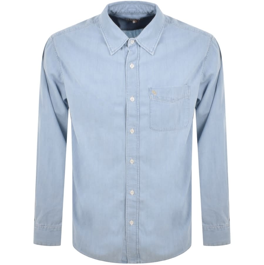 Nudie Jeans Long Sleeved Denim Shirt Blue | Mainline Menswear