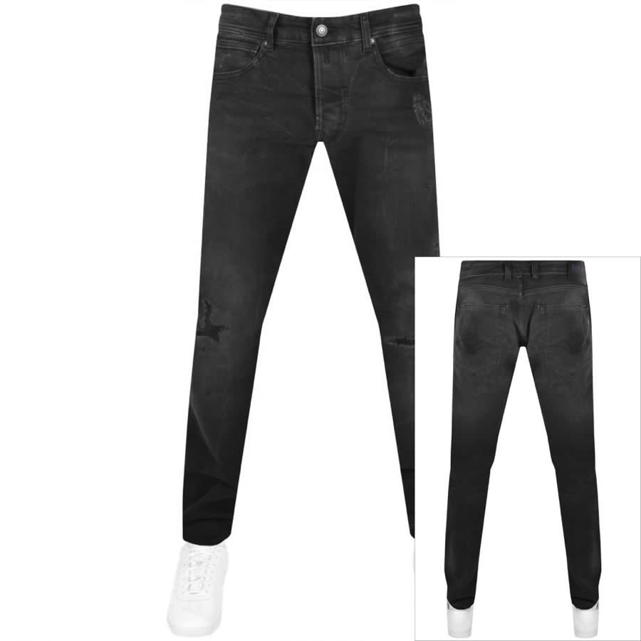 Replay Grover Straight Fit Jeans Dark Wash Black | Mainline Menswear