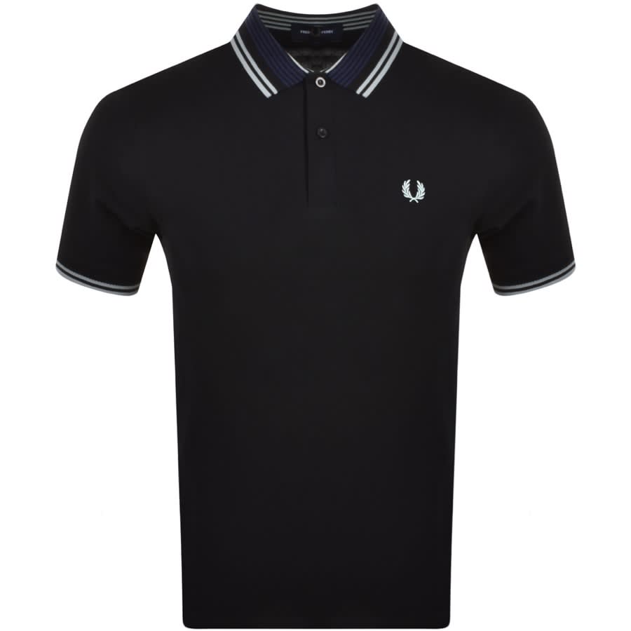 Fred Perry Striped Collar Polo T Shirt Black | Mainline Menswear United ...