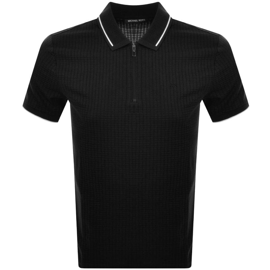 Michael Kors Waffle Half Zip Polo T Shirt Black | Mainline Menswear ...