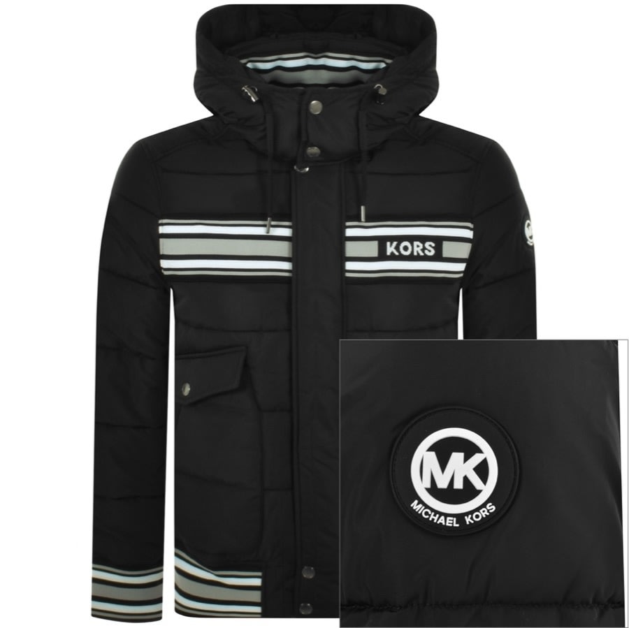 MICHAEL Michael Kors BELTED HORIZONTAL QUILTED PUFFER COAT WITH SNAP OFF   Winter jacket  black  Zalandode