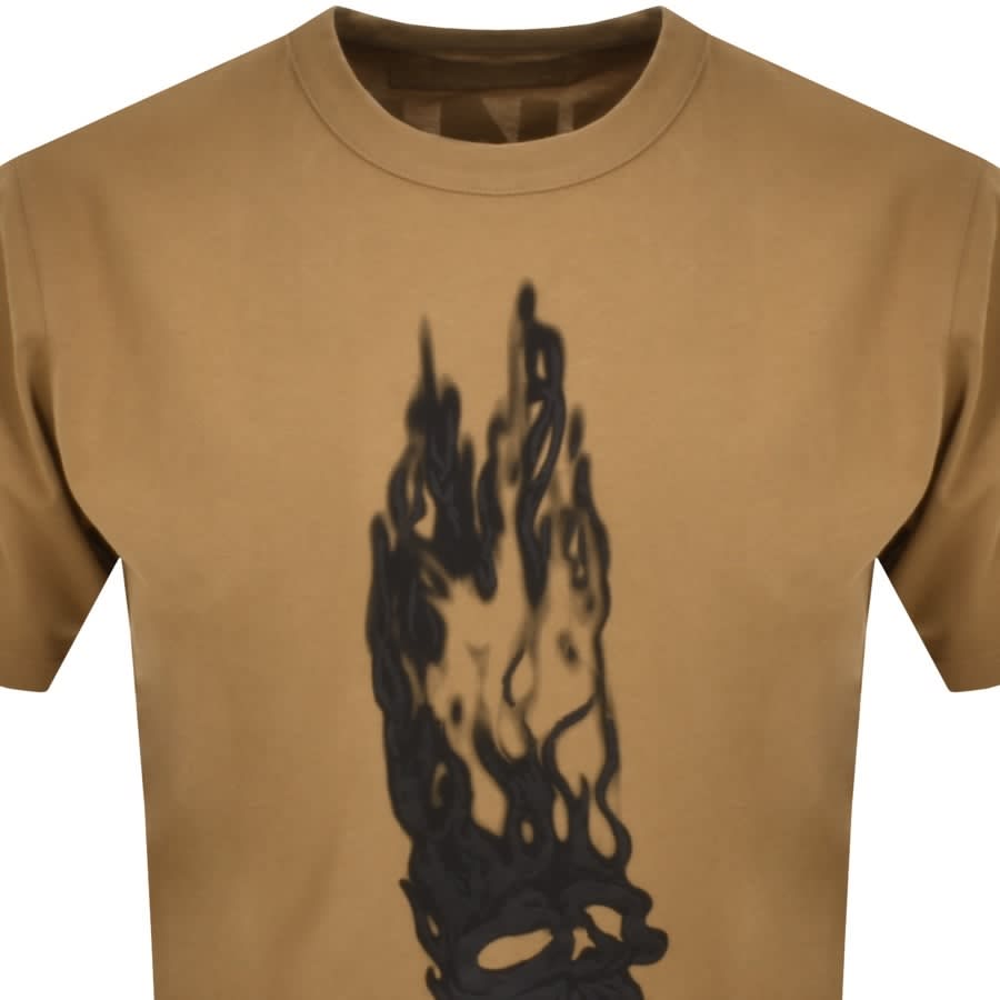 Alternative Image for ProductHeron Preston Flaming Skull T Shirt Brown2