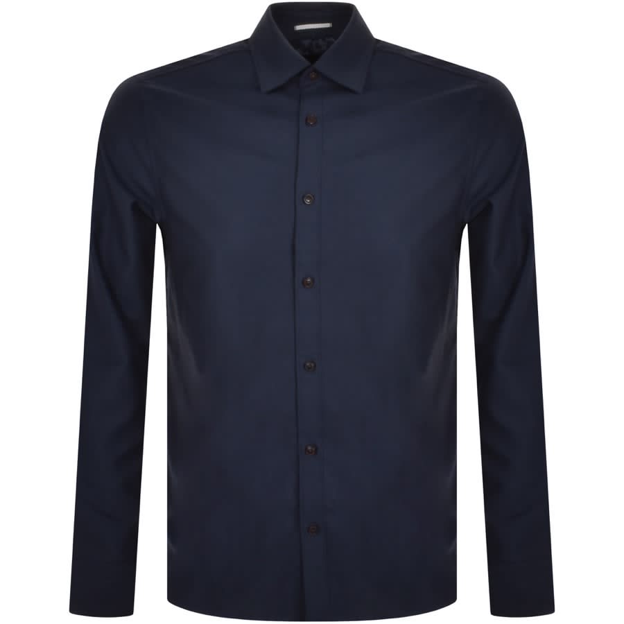 Ted Baker Long Sleeved Solurr Oxford Shirt Navy | Mainline Menswear ...