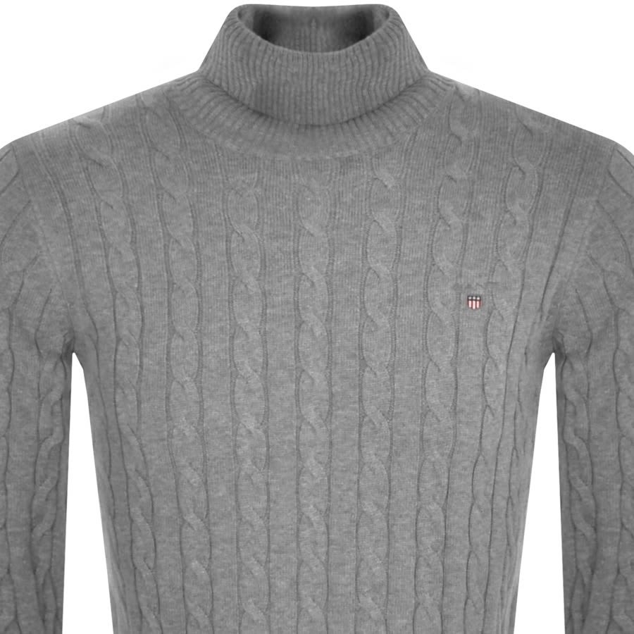 Alternative Image for ProductGant Roll Neck Cable Knit Jumper Grey2