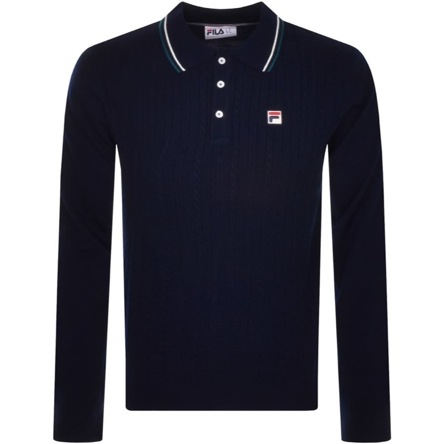Fila Vintage Cable Long Sleeve Polo Navy Mainline States