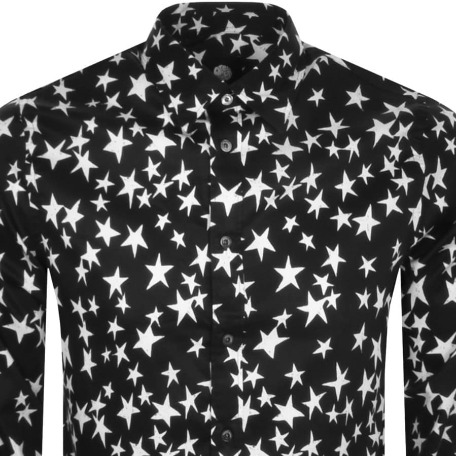 Pretty Green Ramone Stars Long Sleeve Shirt Black | Mainline Menswear