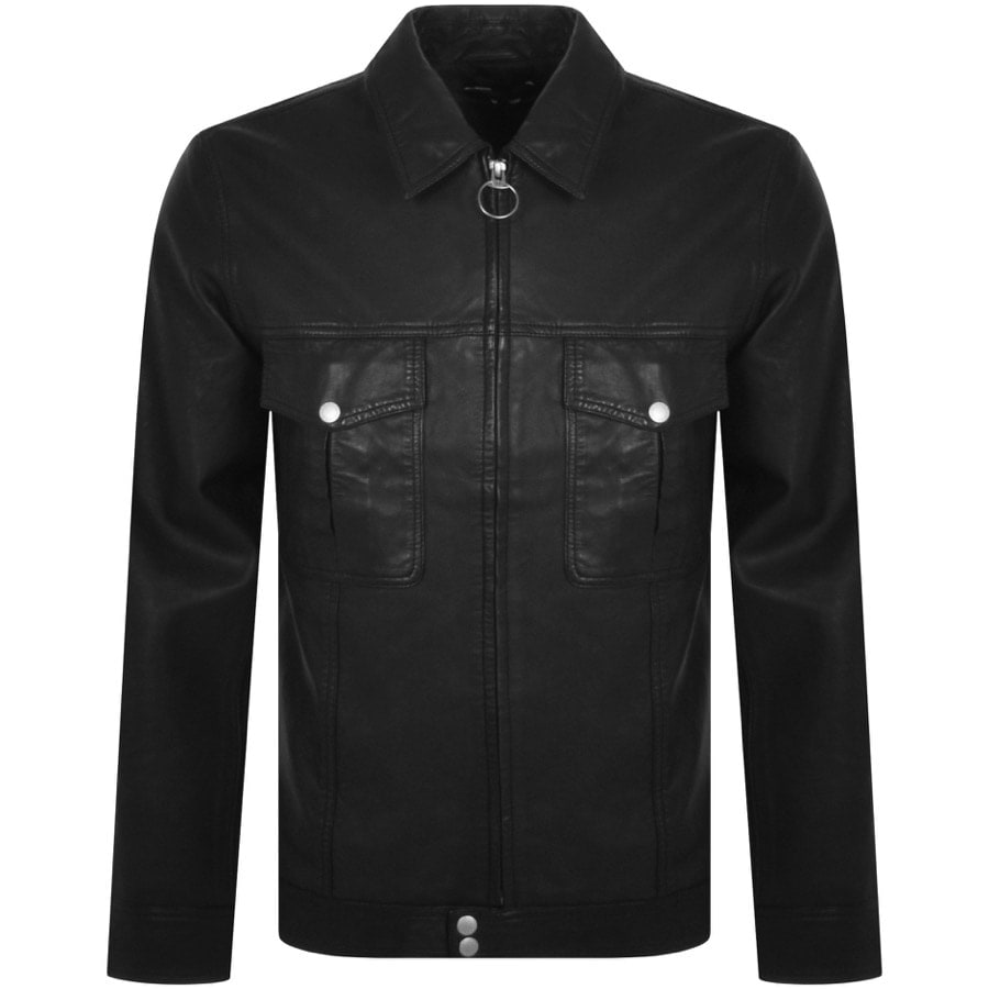 mainlinemenswear.co.uk | Pretty Green Ramone Leather Jacket Black