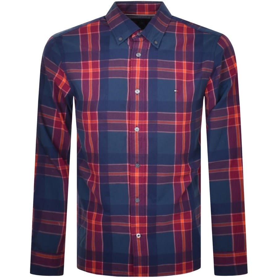 Flannel Oxford Check Shirt Navy Mainline Menswear United States