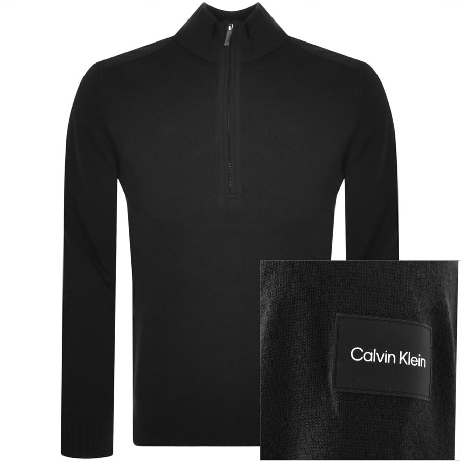 Vegen richting bubbel Calvin Klein Quarter Zip Mix Media Jumper Black | Mainline Menswear United  States