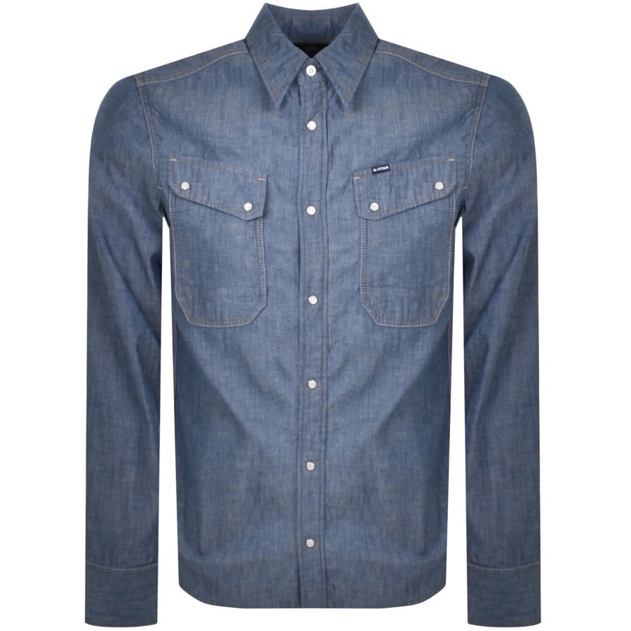 G Star Raw Worker Slim Long Sleeve Shirt Blue | Mainline Menswear