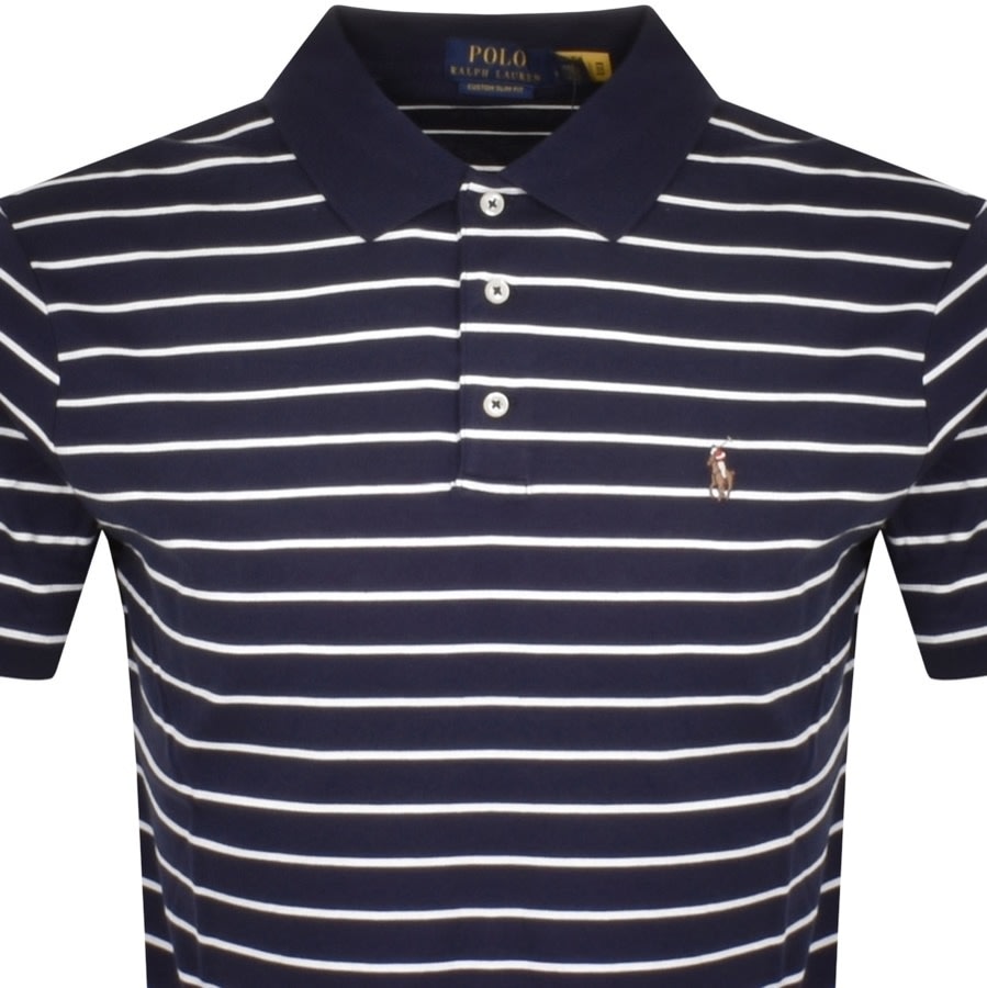 Ralph Lauren Stripe Slim Fit Polo T Shirt Navy Mainline Menswear