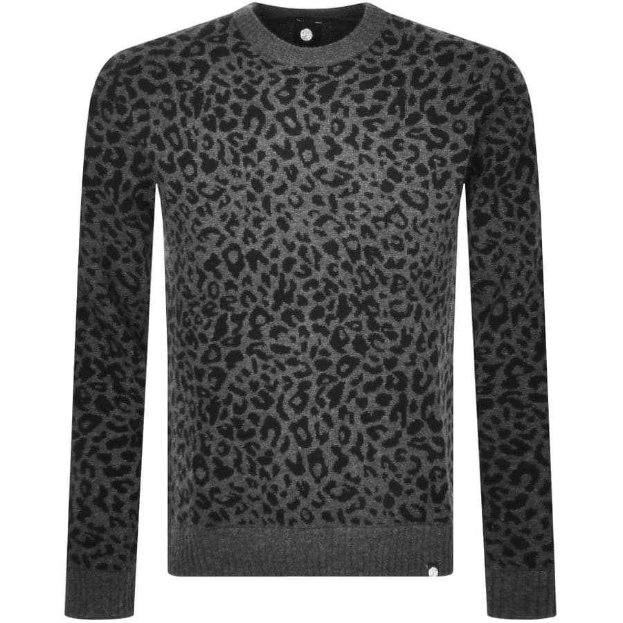 Pretty Green Leopard Knit Jumper Black | Mainline Menswear