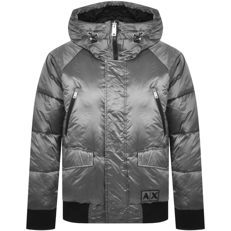 Armani Exchange Hooded Down Jacket Grey | Mainline Menswear