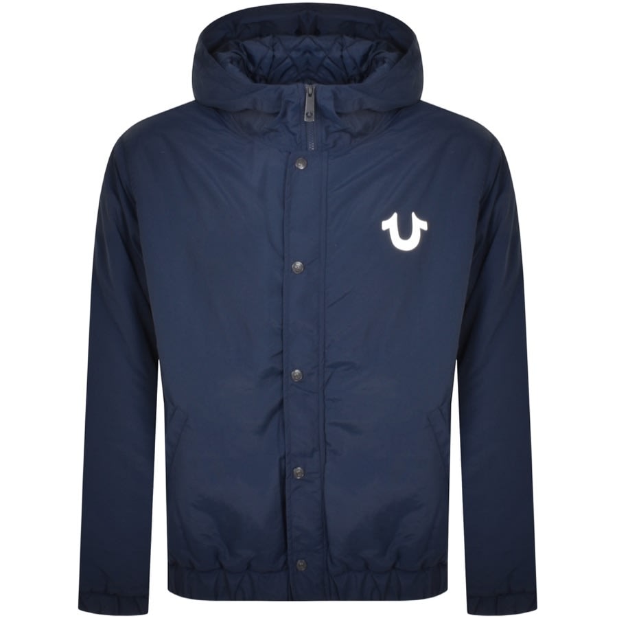 True Religion Hooded Windbreaker Jacket Blue Mainline Menswear