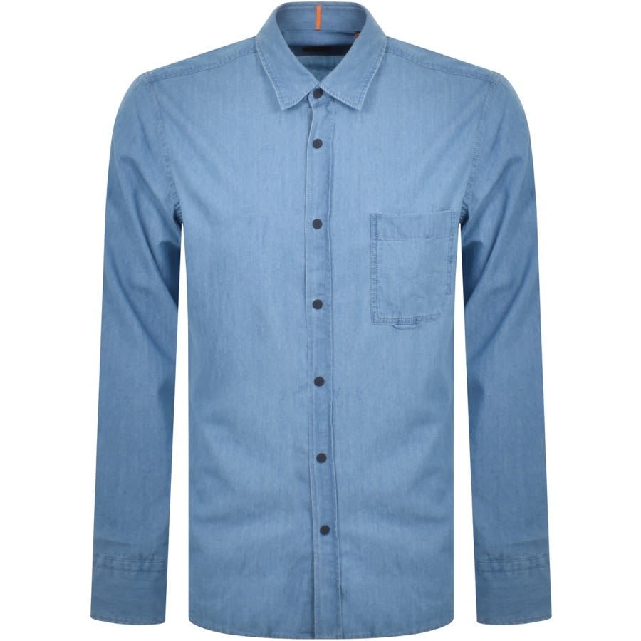 BOSS Riou 1 Long Sleeved Shirt Blue | Mainline Menswear