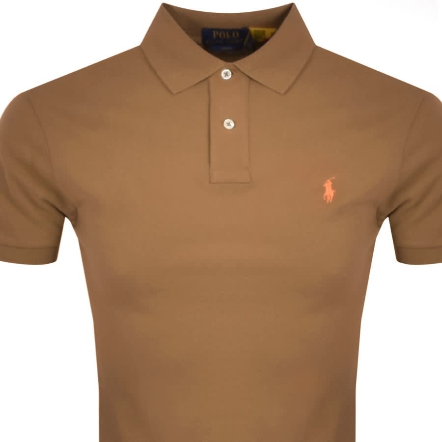 Ralph Lauren Slim Fit Polo T Shirt Brown | Mainline Menswear Denmark