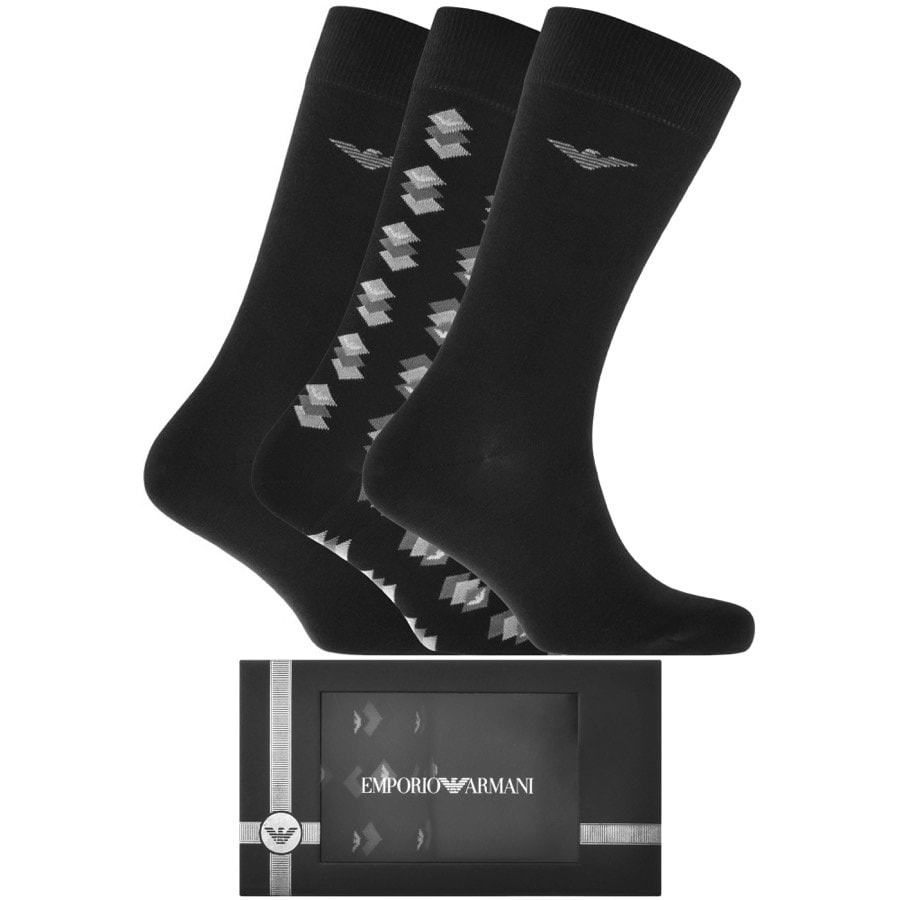 Emporio Armani 3 Pack Socks Black | Mainline Menswear Denmark